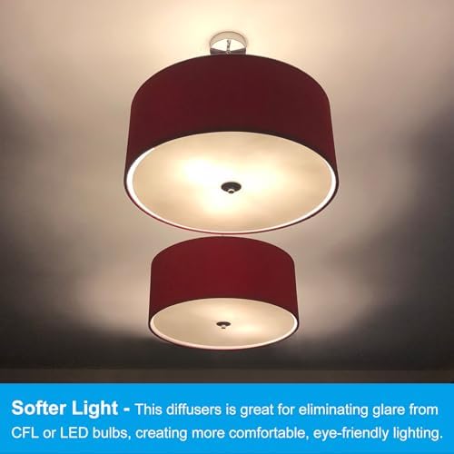 PATIKIL Lampshade Diffuser, 9.5" Diameter with 3/8" Center Hole Round Diffuser for Drum Lampshades Pendants Light Fits 10-12" Openings, Frosted White