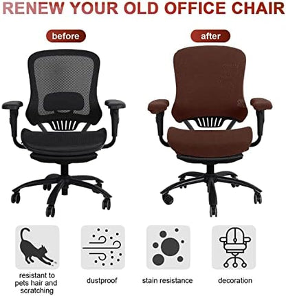 Tallew 4 Pcs Office Chair Covers Stretchable Armrest Seat,XL,Dark Brown