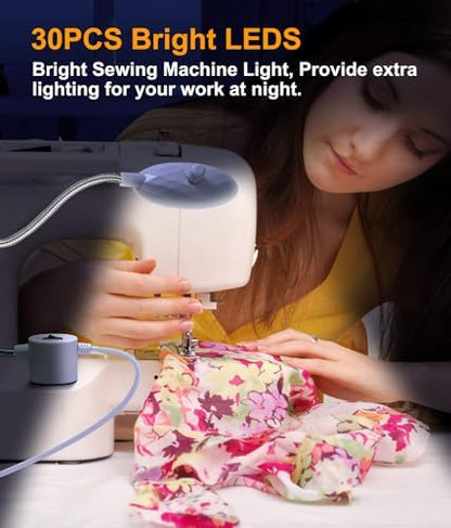 Dimmable Sewing Machine Light, 6.56ft Cord, Magnetic 30-LED Work Lamp, 2-Pk