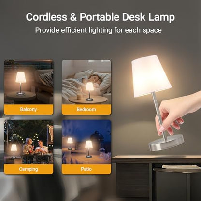 1 Pack Cordless Table Lamp Rechargeable, 10000 mAh Portable LED Battery Operated Lamp with Remote Control, 10 Colors Dimmable Touch Desk Light with Timer for Bedside Night Light Outdoor Patio Camping