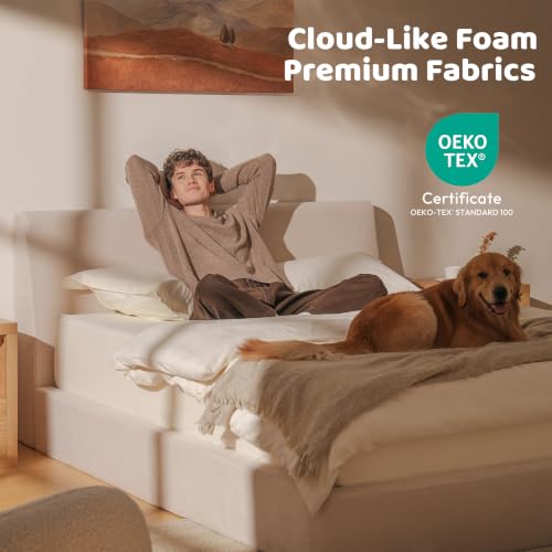 AirFrame King Upholstered Bed Frame with Ergonomic Angled Headboard