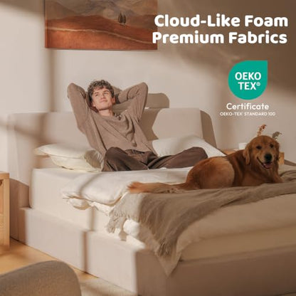 AirFrame King Upholstered Bed Frame with Ergonomic Angled Headboard