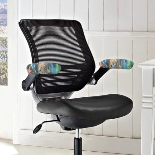 Butterfly Floral Printed 2 Piece Office Chair Armrest Covers Soft Stretchy Office Chair Arm Cover for Desk Chairs Computer Chairs Anti-Dust Dust-Proof Home Decorative Accessories