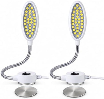 Dimmable Sewing Machine Light, 6.56ft Cord, Magnetic 30-LED Work Lamp, 2-Pk