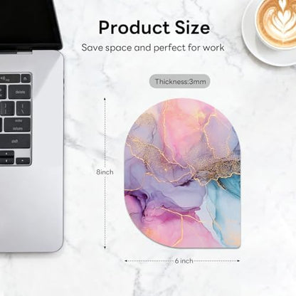 Contoured Oval Mouse Pad 6x8in Non-Slip for Laptop,Dream Marble