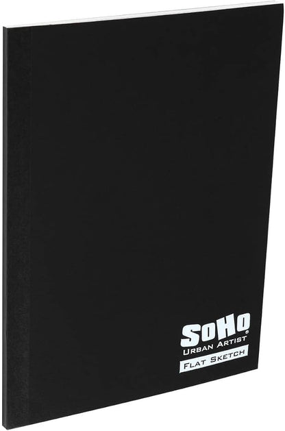 SoHo Urban Artist Tape Bound Lay Flat Sketch Book, Black Cover, 6x8 12 Pack, 30 Sheets Each (360 Total), Smooth Mixed Media Sketchbook, 71lb. (106 GSM) Paper Travel Art Journal, Soft Cover