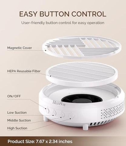MelodySusie Nail Dust Collector White with Rechargeable UV LED Nail Lamp P-PLUS30G Blue