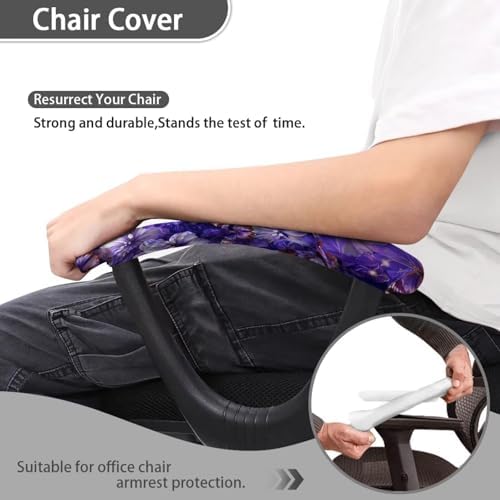 Hibiscus Butterfly Print Office Chair-Arm Cover, Breathable Soft Chair Arm Covers Set of 2, Stretchable Comfortable Computer Chair Slipcover for Desk Chairs Arm