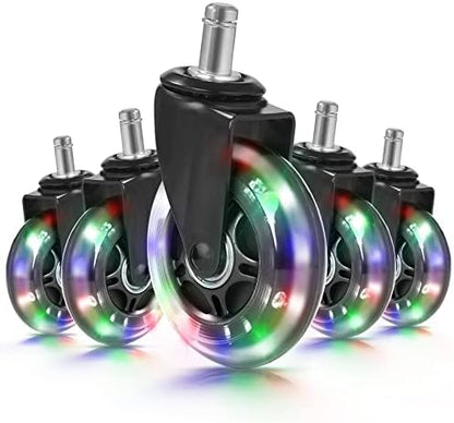 Hivexagon Office Chair Caster Set of 5 Rubber Replacement, Heavy Duty Universal Quiet Rolling Casters Fit Standard Office Chair for Hardwood Floors, Tiles and Carpet