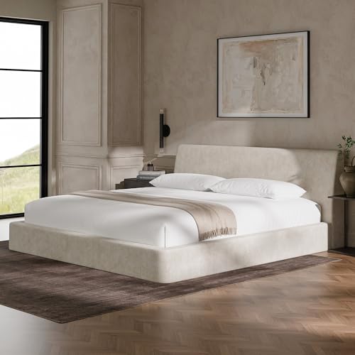 AirFrame King Upholstered Bed Frame with Ergonomic Angled Headboard