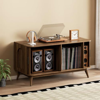 Modern Record Player Stand Vinyl Record Storage Up to 150 Records
