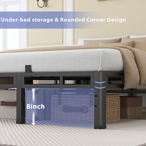 Metal Platform Bed Frame King Size, 12 Inch Dual-Layer Heavy Duty Base