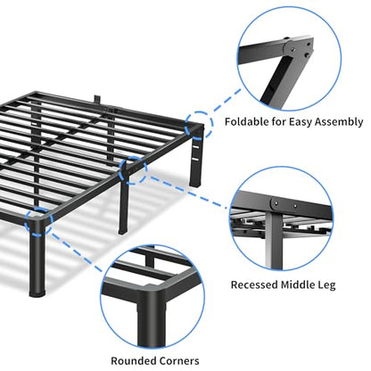 18 Inch Full Bed Frame with Round Corners No Box Spring Needed