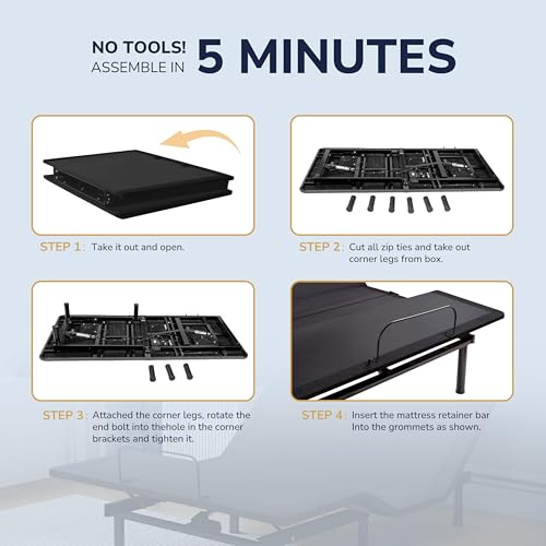 EGOHOME Split King Adjustable Bed Frame and 14"Cooling Memory Foam Mattress