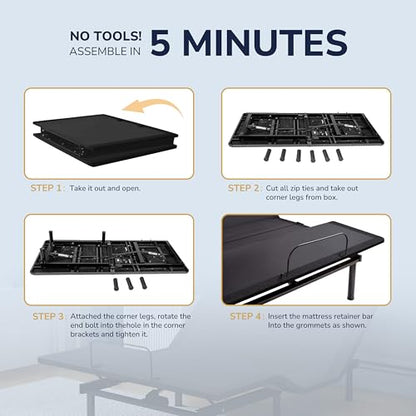 EGOHOME Split King Adjustable Bed Frame and 14"Cooling Memory Foam Mattress