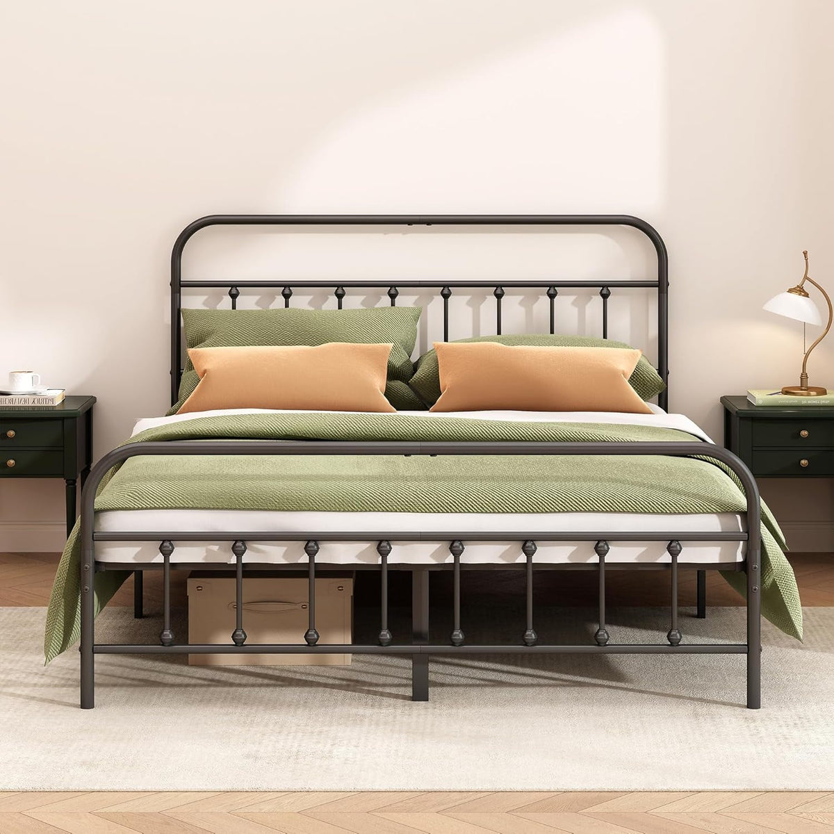 Metal Bed Frame - Structurally Stable Heavy Duty Steel Slat Supported King Bed Frames,No Box Spring Needed for Easy Removal and Transport.
