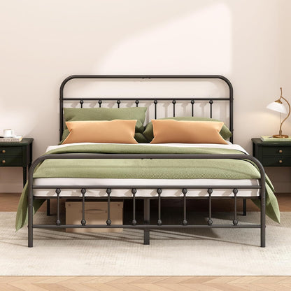 Metal Bed Frame - Structurally Stable Heavy Duty Steel Slat Supported King Bed Frames,No Box Spring Needed for Easy Removal and Transport.