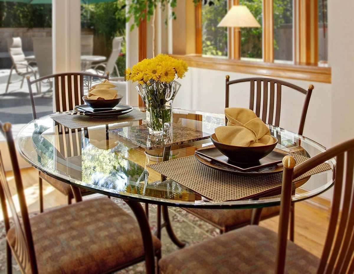 36" Inch round Glass Table Top 3/8" Thick Tempered Beveled Edge by