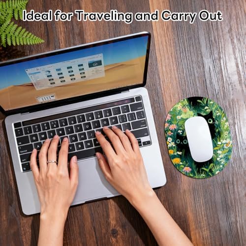 Oval Mouse Pad 6x8in Non-Slip for Laptop,Black Cats