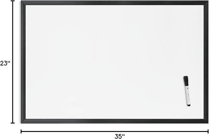 U Brands Magnetic Whiteboard 24" x 36", Black Wood Frame Dry Erase Board, Wall Mounted White Board for Office, Classroom, Home, Planning & Organization