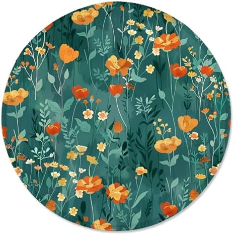 ITNRSIIET Round Mouse Pad with Stitched Edge Premium-Textured Waterproof Non-Slip Rubber Base Desktop Protection Mat Diameter 8.7 inches, Beautiful Flowers