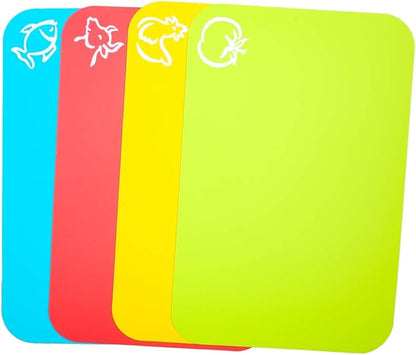 Carrollar Small Flexible Plastic Cutting Board Mats, 2 Pack Cutting Boards Mats With Food Icons, Gripped Back and Dishwasher Safe, Set of 4,7.5x11.4inch (2)