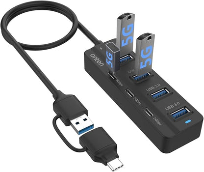 USB-A$USB-C HUB, 7Ports Hub (USB-C)