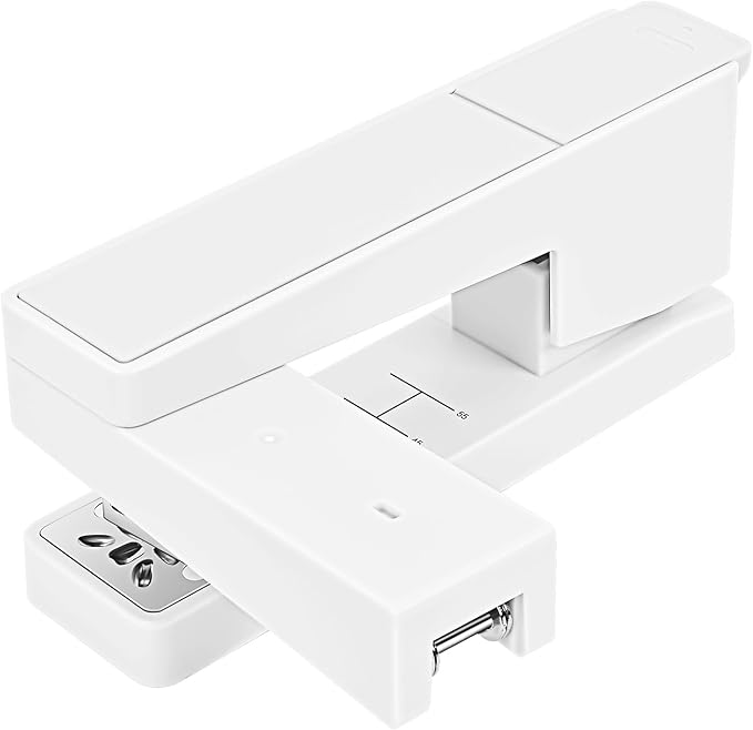 Swing-Arm Swivel Stapler - 20 Sheets Capacity, 360 Degree Rotate Desk Stapler with 100 Staples - Non-Slip Office Stapler, White