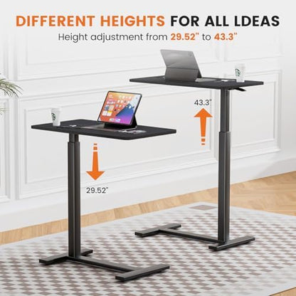Sweetcrispy Overbed Table, Adjustable Rolling Desk, Mobile Standing Desk