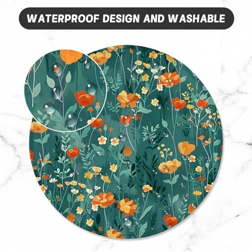 ITNRSIIET Round Mouse Pad with Stitched Edge Premium-Textured Waterproof Non-Slip Rubber Base Desktop Protection Mat Diameter 8.7 inches, Beautiful Flowers