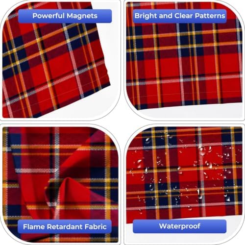 4 Pcs Fluorescent Light Covers for Ceiling Lights check plaid blue red yellow Magnetic Light Filters Decorative for Classroom Office Hospital Home 4x2 Ft