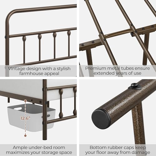 Yaheetech Queen Bed Frame with Headboard, Victorian Vintage Bronze Iron