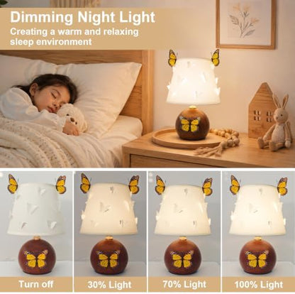3D Butterfly Lamp, Small Girl Table Lamp with DIY Butterfly Decor (Wood)