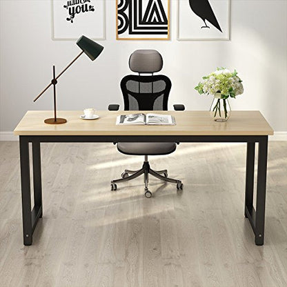 Tribesigns Computer Desk, Large Office Desk Computer Table Study Writing Desk for Home Office, Walnut + Black Leg, 63 X 23.6 inch