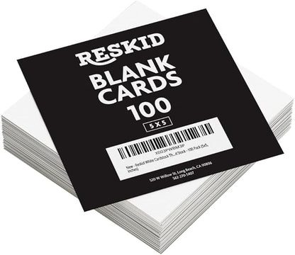 Reskid White Cardstock Thick Paper - Blank Heavy Weight 110 lb Cover Card Stock - 100 Pack (5x5, Inches)