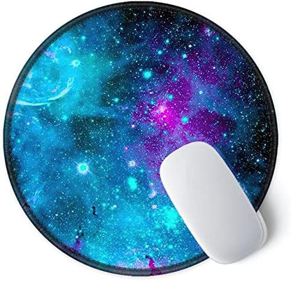 ITNRSIIET Round Mouse Pad with Stitched Edge Premium-Textured Waterproof Non-Slip Rubber Base Desktop Protection Mat Diameter 8.7 inches, Nebula Galaxy
