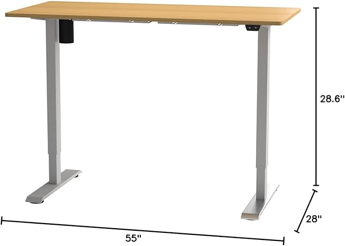 FLEXISPOT EN1 One-Piece Standing Desk with 1-Inch Thick Seamless Desktop, 55"x28" Electric Height Adjustable Desk for Home Office, Multi-Monitor Setups & Easy Assembly, Maple