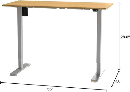 FLEXISPOT EN1 One-Piece Standing Desk with 1-Inch Thick Seamless Desktop, 55"x28" Electric Height Adjustable Desk for Home Office, Multi-Monitor Setups & Easy Assembly, Maple