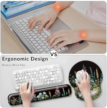 Desk Mat Set Keyboard and Mouse Pad with Wrist Rest Support