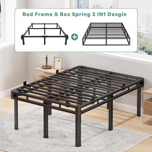 22 inch Cal King Bed Frame with Rounded Legs, Double Layer Design