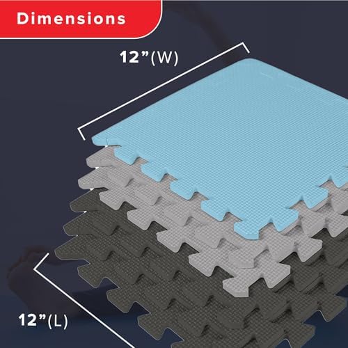 We Sell Mats Interlocking Foam Floor Tiles - 3/8" Thick Blue Mix 36-Pack