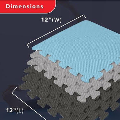 We Sell Mats Interlocking Foam Floor Tiles - 3/8" Thick Blue Mix 36-Pack