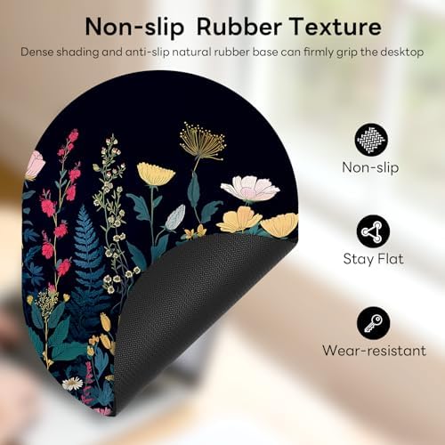 Oval Mouse Pad 6x8in Non-Slip for Laptop,Colorful Flowers