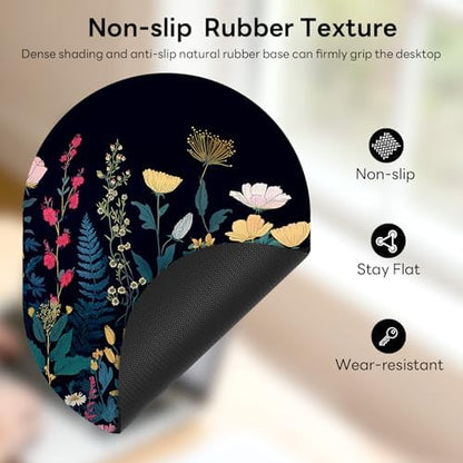 Oval Mouse Pad 6x8in Non-Slip for Laptop,Colorful Flowers