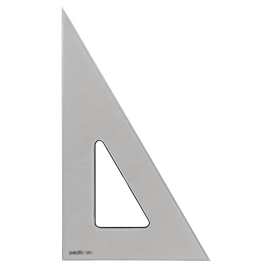 Pacific Arc's Scholastic Triangle - 12 inch - Smoke - 30/60 Angle - Polystyrene - Inking Edge - Technical Drawing Tools, Drafting, Architect and Engineering.