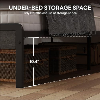 California King Bed Frames with 2-Tier Storage Shelf Headboard