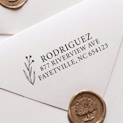 Custom Floral Address Stamp | Choose from 12 Designs | Multiple Ink Color Options | Envelope Return Address Stamp for Couple or Family (Design 11, Large)