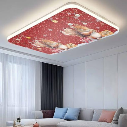 1 Pcs Fluorescent Light Covers for Ceiling Lights,Cute Squirrel Christmas Snowflake on Red,Magnetic Light Filters Drop Fluorescent Lights Shade for Office Xmas Bell on Branch