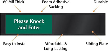 SmartSign Privacy Sign - Do Not Disturb/Please Knock and Enter Slider Door Sign for Home Office Restroom Conference Hotel Hospitals | 2.25" x 10" Plastic Black, Made in USA