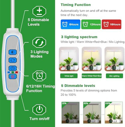 Wiaxulay Grow Light, 11in Full Spectrum Desk Plant Light for Indoor Growing